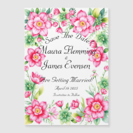 ピンクの花 薄型マグネットカード マグネット招待状