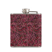 ピンクの花、赤面曲線、繊維アート感じパターン フラスク (裏面)
