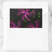 ピンクの花 長方形シール (バッグ)