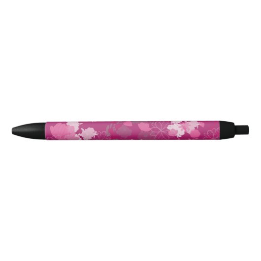 ピンクの花 黒ボールペン (正面)