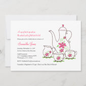 ピンクの花、5x7ティーパーティの招待状 招待状 (正面)