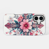 ピンクの花 iPhone 16ケース (裏面横)