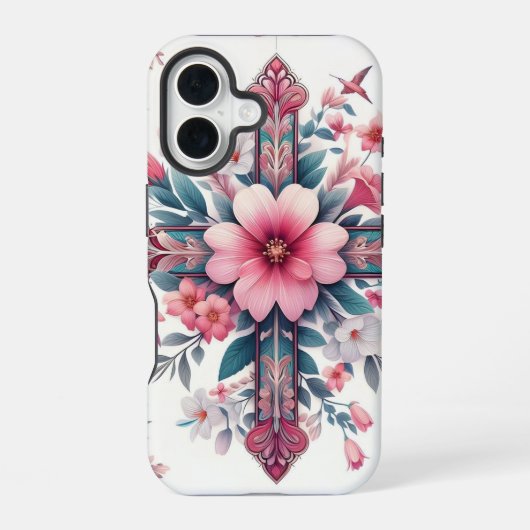 ピンクの花 iPhone 16ケース (裏面)