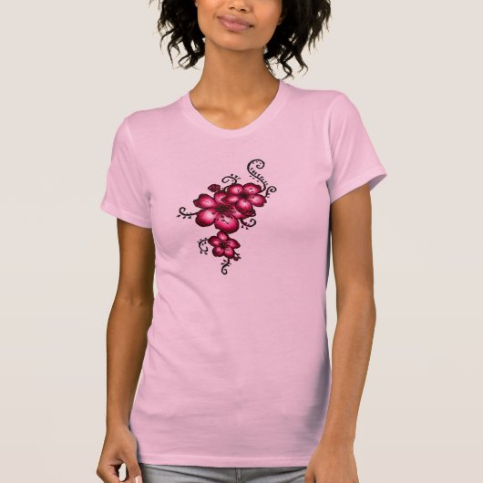 ピンクの花 Tシャツ (正面)