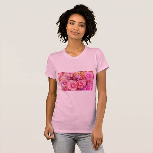 ピンクの花 Tシャツ (正面フル)