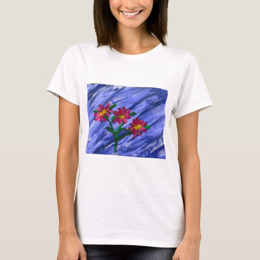 ピンクの花 Tシャツ (正面)