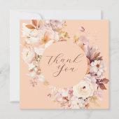ピンクの花 Vintage フラワー 秋のベイビーシャワー サンキューカード (正面)