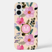 ピンクの花bohoモノグラムiPhoneケース Case-Mate iPhoneケース (裏面)
