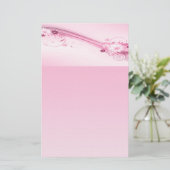 ピンクの花n波 便箋 (スタンド正面)