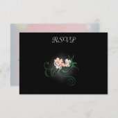 ピンクの花RSVP 出欠カード (正面/裏面)
