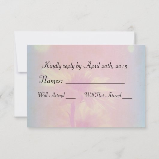 ピンクの花RSVP 出欠カード (裏面)