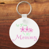 ピンクの花Tシャツとギフトを初めてプレゼント キーホルダー (正面)