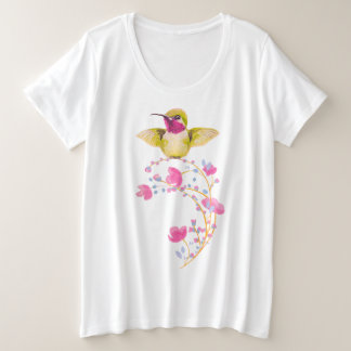 ピンクの花Tシャツ プラスサイズTシャツ