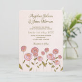 ピンクの芸術的なローズ フローラル ウェディング 招待状 (スタンド正面)