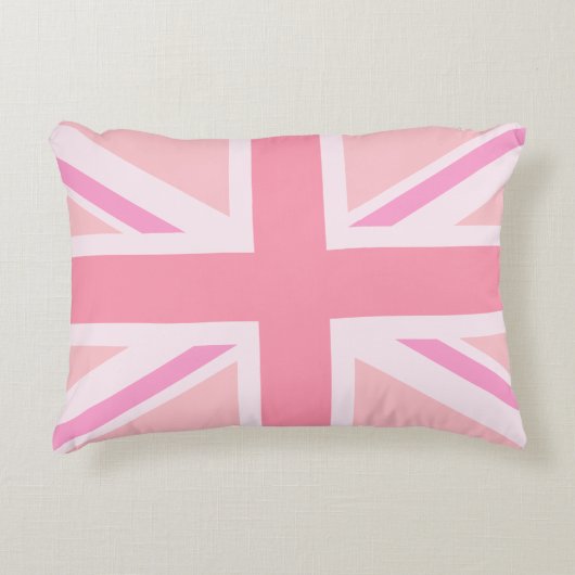 ピンクの英国国旗か旗 アクセントクッション (正面)