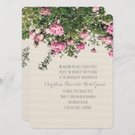 ピンクの英語バラ、フローラ結婚式招待状 招待状
