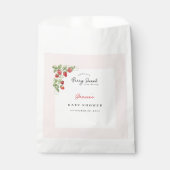 ピンクの苺のベイビーシャワー フェイバーバッグ (正面)