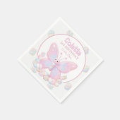 ピンクの苺の蝶の誕生日 スタンダードカクテルナプキン (角)