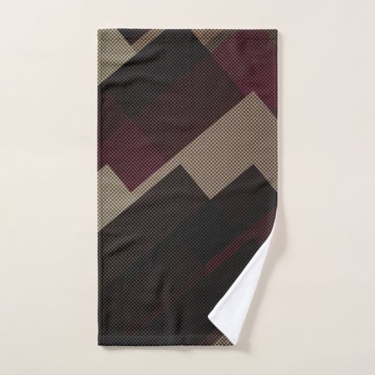 ピンクの茶色とベージュの幾何学的 バスタオルセット (ハンドタオル)