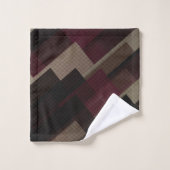 ピンクの茶色とベージュの幾何学的 バスタオルセット (ウォッシュタオル)