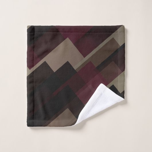 ピンクの茶色とベージュの幾何学的 バスタオルセット (ウォッシュタオル)