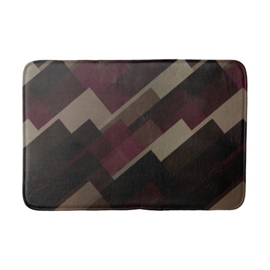 ピンクの茶色とベージュの幾何学的 バスマット (正面)