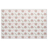 ピンクの茶色のフクロウ、花と名前パーソナライズされた ファブリック (ファットクウォーター)