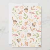 ピンクの茶色の女の子の水色ウッドランド動物 招待状 (裏面)