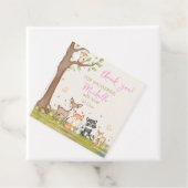 ピンクの茶色の女の子ウッドランドアニマルズスクエア フェイバータグ (インサイチュ)