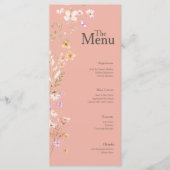 ピンクの茶色の花結婚のイベントメニューテーブルデコル メニュー (正面)