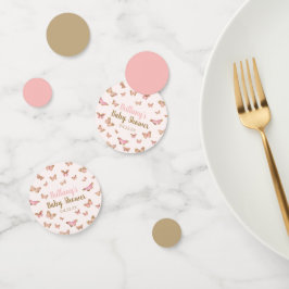 ピンクの茶色の蝶をテーマにした赤ちゃんシャワー コンフェッティ