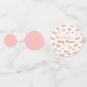 ピンクの茶色の蝶をテーマにした赤ちゃんシャワー コンフェッティ (裏面)