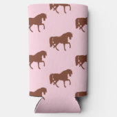ピンクの茶色の馬のシルエット スリム缶クーラー (裏面)