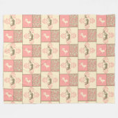 ピンクの茶色の馬 フリースブランケット (正面(横))