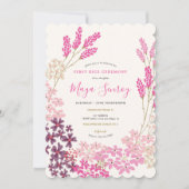 ピンクの草原での初めての食事の儀式 招待状 (正面)