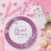 ピンクの草原の花をテーマにしたウェディングシャワーのお祝い ペーパープレート (パーティー)