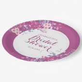 ピンクの草原の花をテーマにしたウェディングシャワーのお祝い ペーパープレート (アングル)