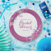 ピンクの草原の花をテーマにしたブライダルシャワー ペーパープレート (パーティー)