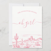 ピンクの荒野の冒険が赤ちゃんのシャワーを始める 招待状 (裏面)