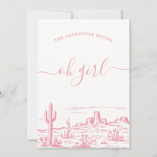 ピンクの荒野の冒険が赤ちゃんのシャワーを始める 招待状 (裏面)