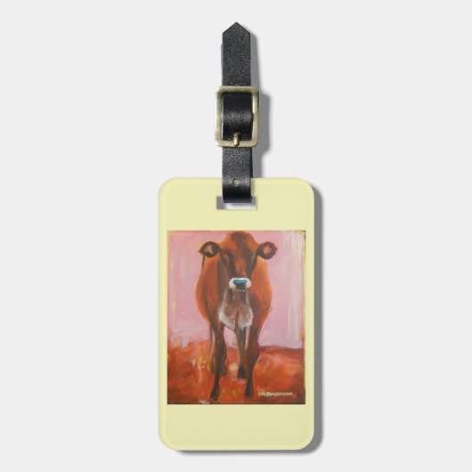 ピンクの荷物の財布のラベルまたはkeychainの牛 ラゲッジタグ (正面縦)