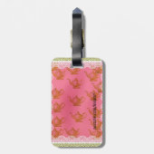 ピンクの荷物タグ ラゲッジタグ (裏面縦)