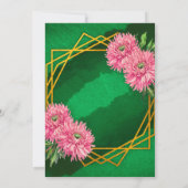 ピンクの菊の幾何学的な花嫁のメイドの昼食会 招待状 (裏面)