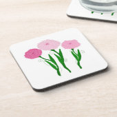 ピンクの菊の花 コースター (左側)