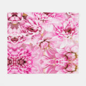 ピンクの菊の花 フリースブランケット (正面(横))