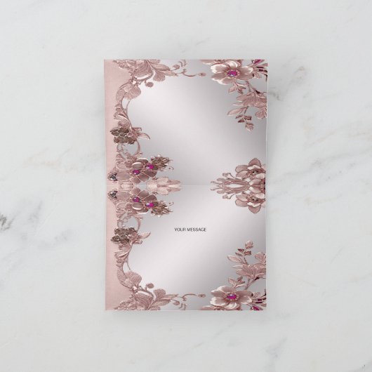 ピンクの華美フローラサンキューカード サンキューカード (内部)