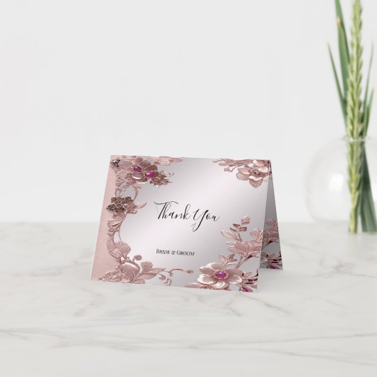 ピンクの華美フローラサンキューカード サンキューカード (正面)