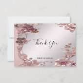 ピンクの華美フローラサンキューカード サンキューカード (正面)