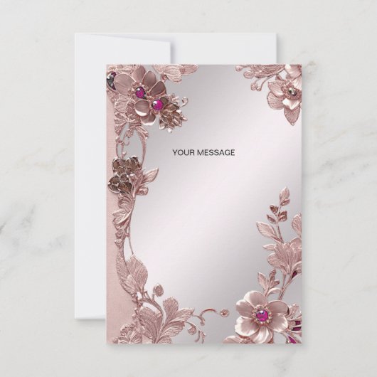 ピンクの華美フローラサンキューカード サンキューカード (裏面)