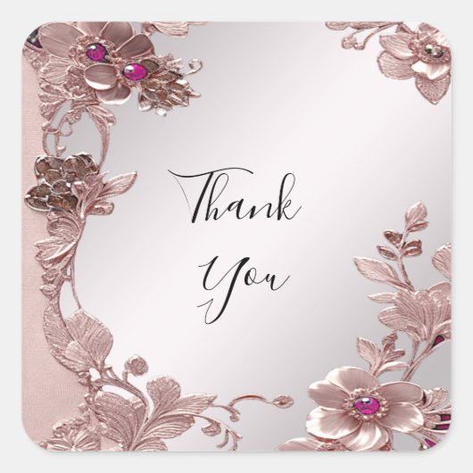 ピンクの華美フローラシール スクエアシール (正面)